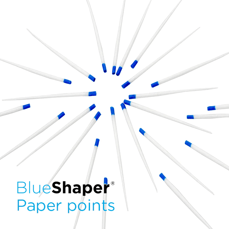 Paper Points for BlueShaper The paper points are designed to fit perfectly with BlueShaper® instrumentation for optimal absorption.