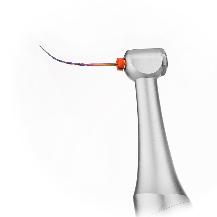 Flexible Excalibur PRO mini reciprocating file attached to an endodontic handpiece